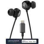 Thore MFi Lightning Earbuds with Remote & Mic - Black (Pouch included)