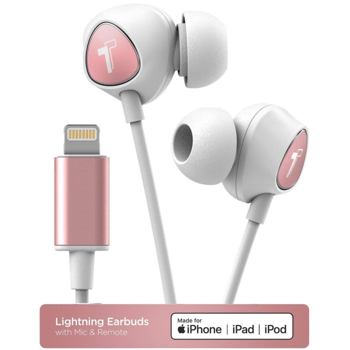 iPhone Earphones with Mic and Volume Control Remote in Rose Gold