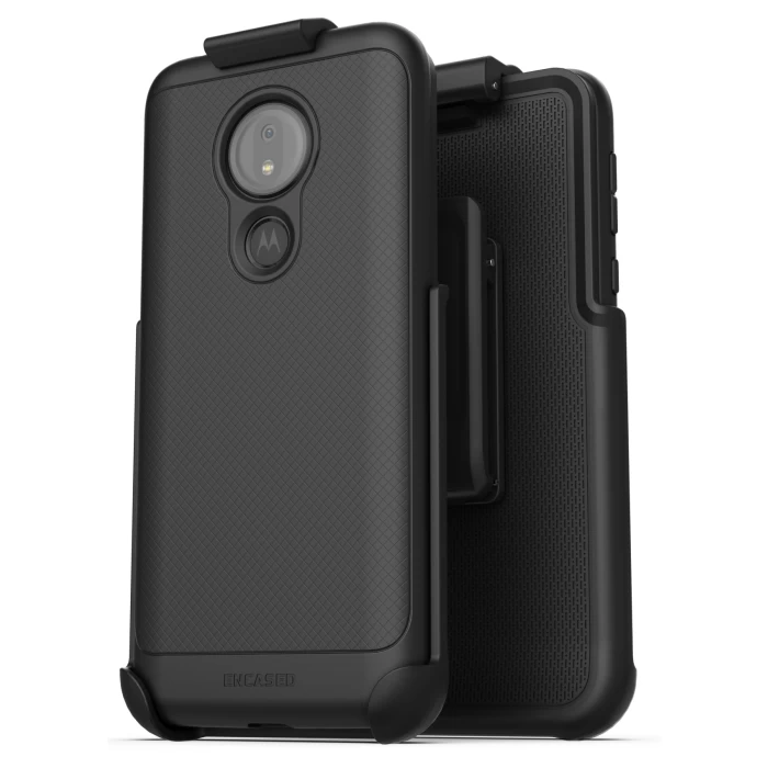 Moto G7 Power Thin Armor Case and Holster Black