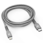 Lightning to USB C Braided Cable 1 ft Gray