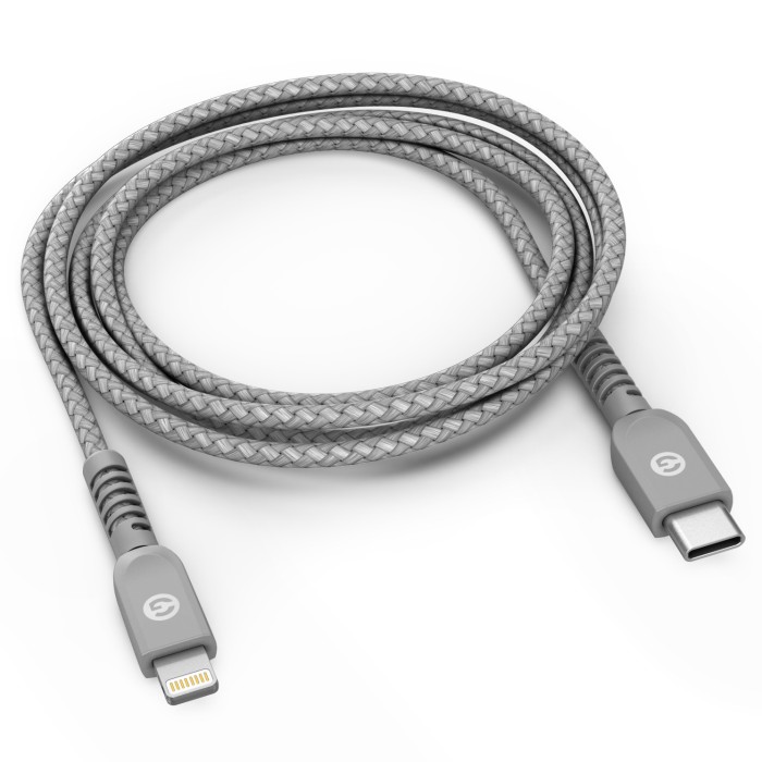Lightning to USB C Braided Cable 5 ft Gray