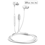 Earphones With Lightning Connector 4Ft Cord In Ear Wired Mic Volume Control Remote White