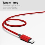 Braided iPhone Lightning Earbuds (Sweat/Water Resistant) with Mic/Volume Remote Red