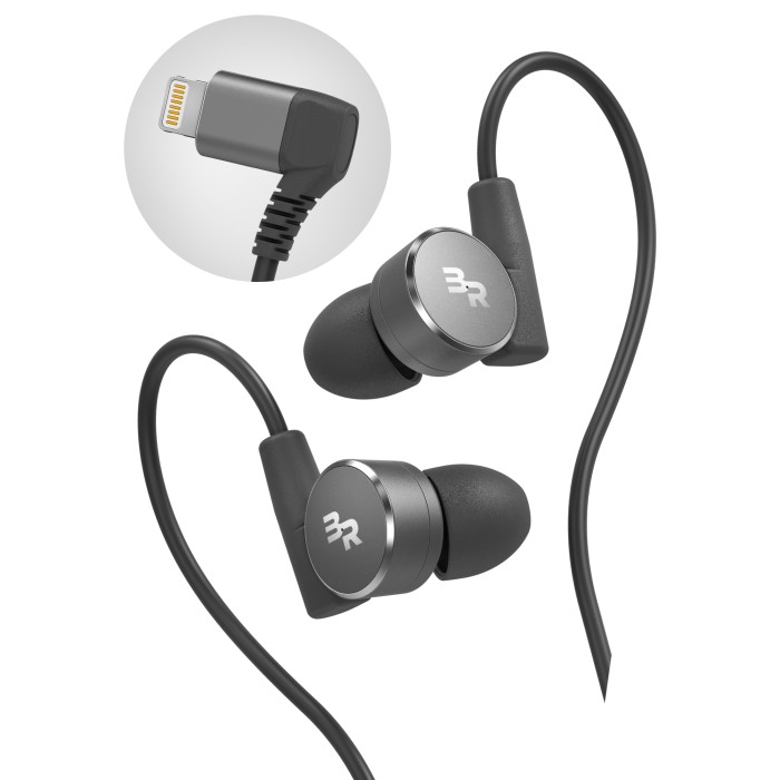 iPhone Earbuds Apple Certified Lightning Earphones Workout In Ear Headphones Black (V180)