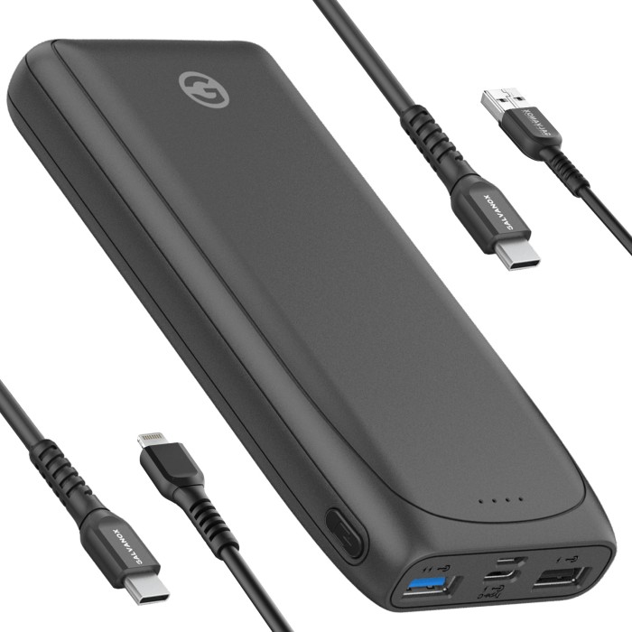 USB C Power Bank PD (16000mAh) Portable Charger Includes 2 Cables: USB A-C and USBC to Lightning