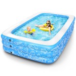 Inflatable Pool, Above Ground Swimming Pool (120" X 72" X 22") Light Blue
