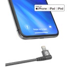 Lightning to USB C Braided Right Angle Cable 3 ft Gray