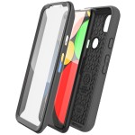 Pixel 4a Case with Screen Protector and Holster (Rebel Shield) Black