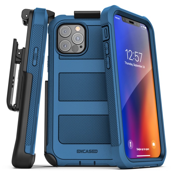 iPhone 12 Pro Max Falcon Shield Case with Belt Clip  Holster - Blue