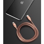 Lightning to USB C Metal Stainless Steel Cable 4 Ft Rose Gold