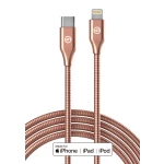 Lightning to USB C Metal Stainless Steel Cable 3 ft Rose Gold