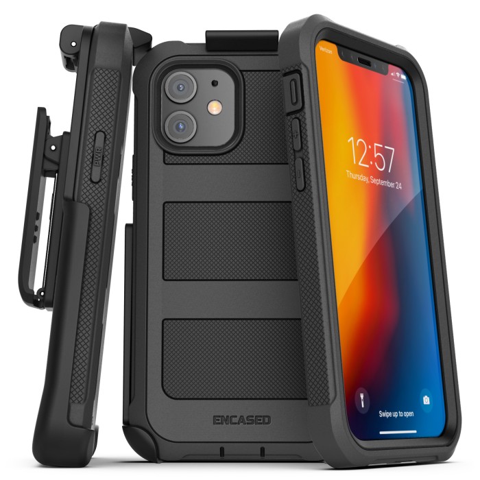 iPhone 12 Mini Falcon Shield Case with Belt Clip  Holster - Black