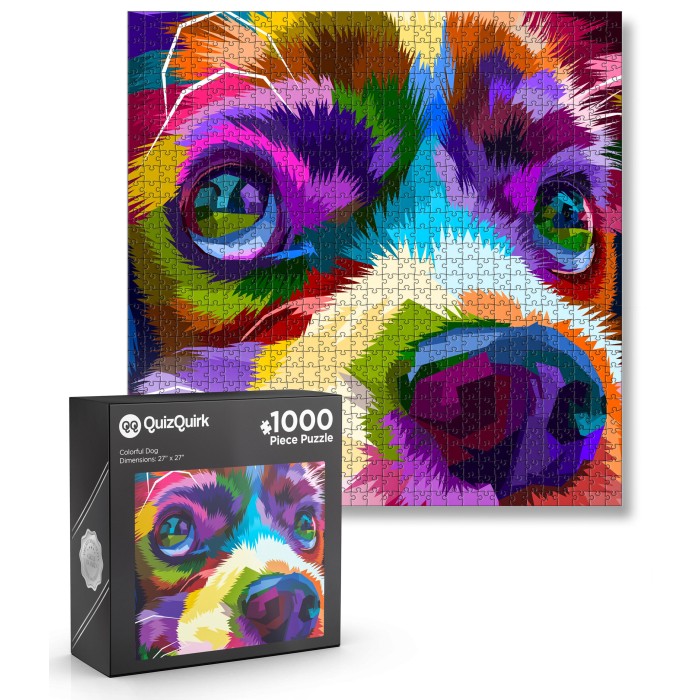 1000 Piece Colorful Puppy Dog Jigsaw Puzzle (Puzzle Saver Kit Included)