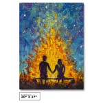 1000 Piece Couple by Campfire Painting Jigsaw Puzzle (Puzzle Saver Kit Included)