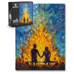 1000 Piece Couple by Campfire Painting Jigsaw Puzzle (Puzzle Saver Kit Included)