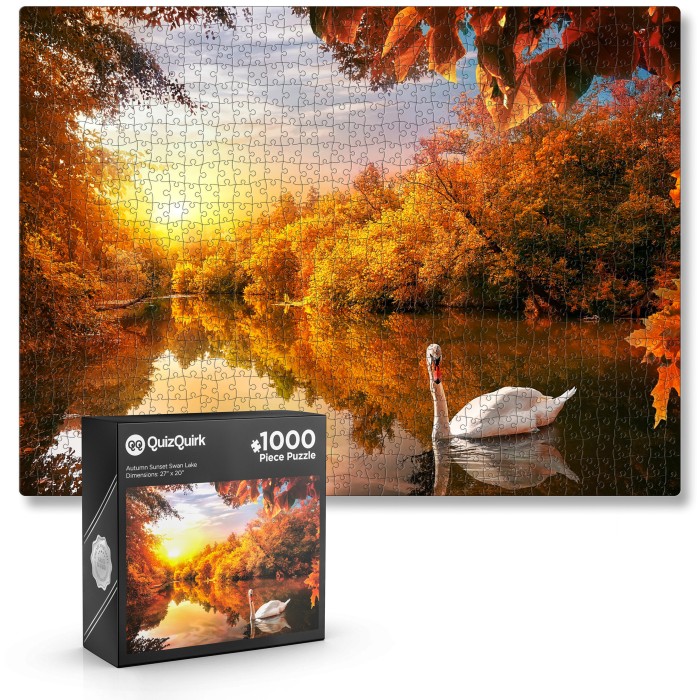 1000 Piece Sunset Swan Jigsaw Puzzle (Puzzle Saver Kit Included)