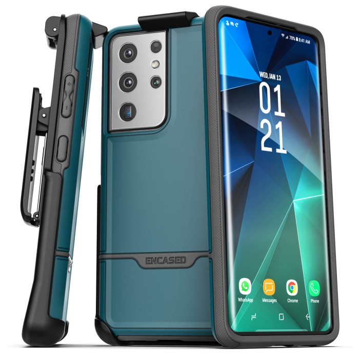 Galaxy S21 Ultra Rebel Case and Holster Blue