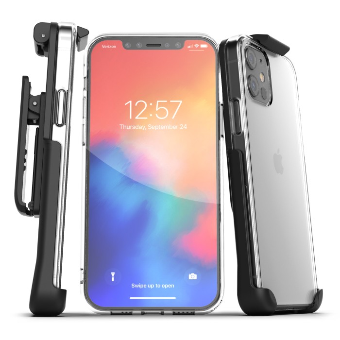 iPhone 12 /12 Pro (6.1") Clear Back Case with Belt Clip Holster