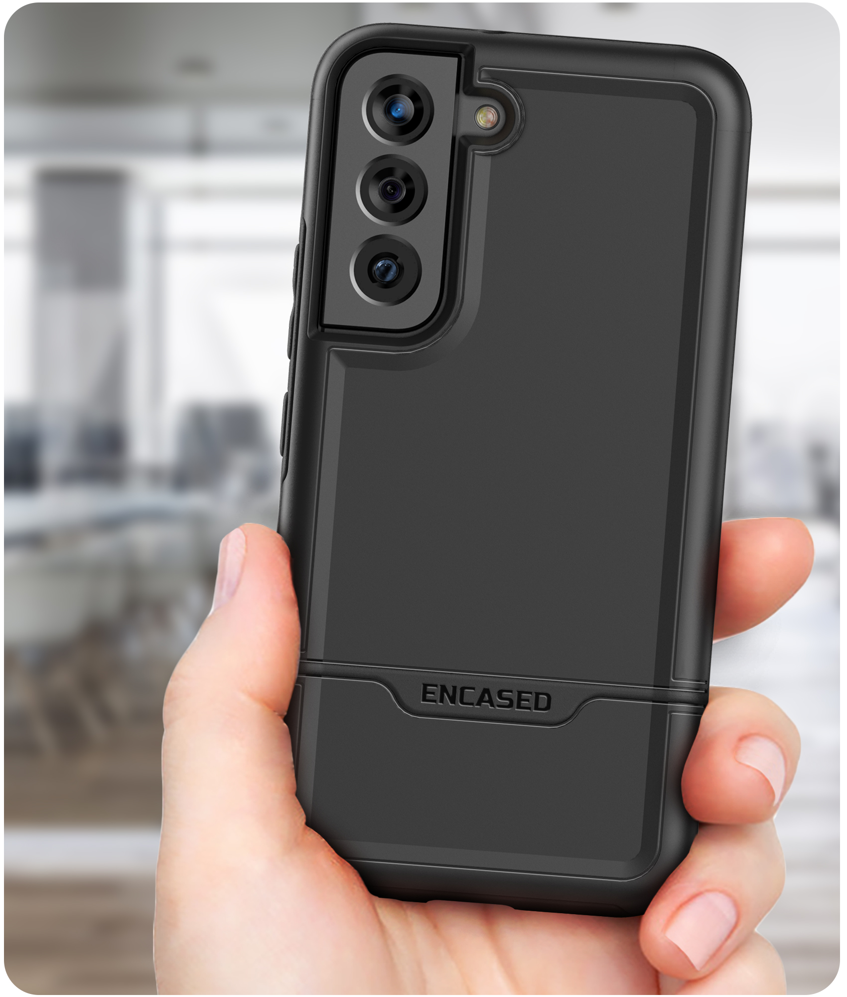 Encased Rebel Designed for Samsung Galaxy S22 Ultra Belt Clip Case Protective Shockproof Case with Holster Black 