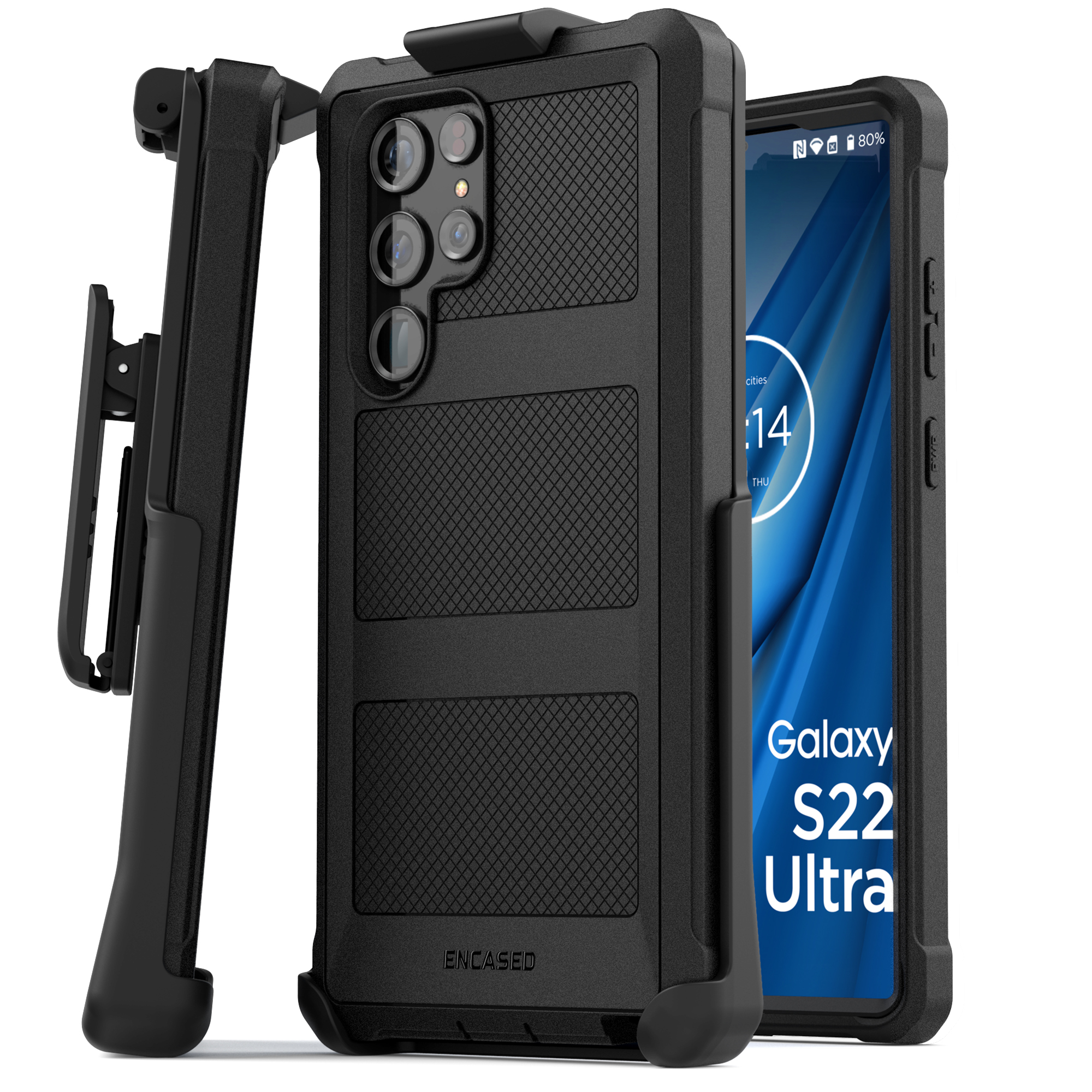 Slim Phone Case with Holster Encased DuraClip Designed for Samsung Galaxy S22 Ultra Belt Clip Case 