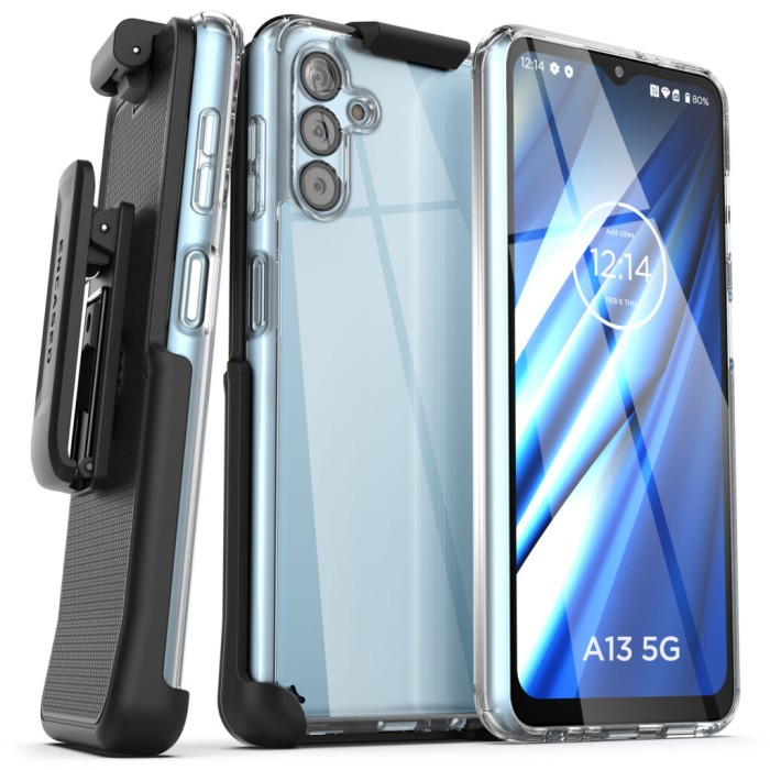 Samsung Galaxy A13 5G Clear Back Case with Belt Clip Holster