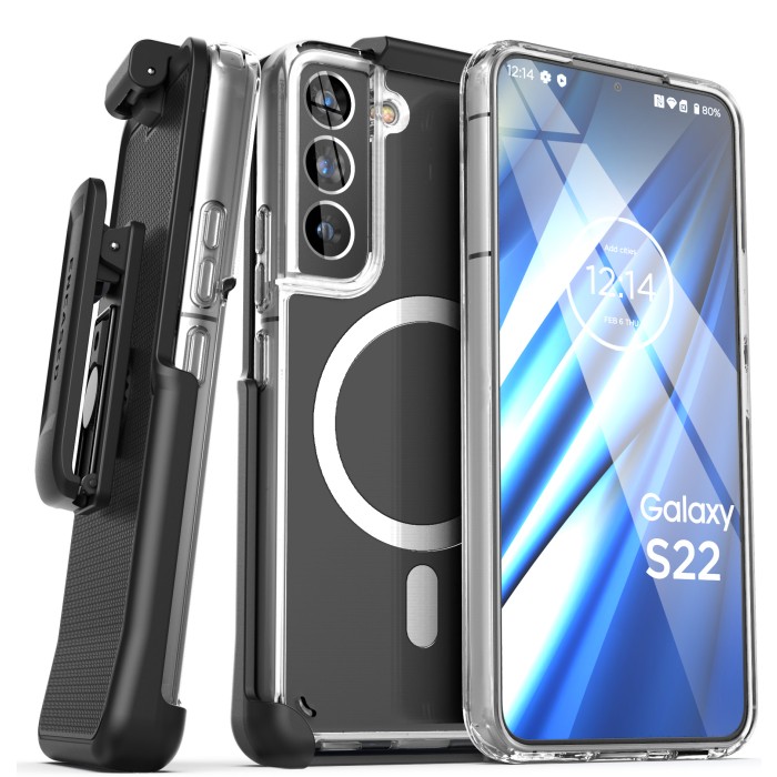 Samsung Galaxy S22 Clear Magnetic Case with Holster-MSCB213HL