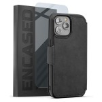 iPhone 14 Pro Max Leather Folio Wallet Case in Gray with Screen Protector