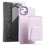 iPhone 14 Artura Leather Case in Lavender and Wallet - MagSafe Compatible