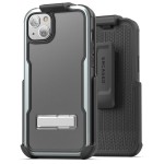 iPhone 14 Exos Armor Case in Gunmetal with Belt Clip Holster