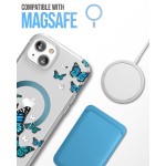iPhone 14 Plus Lexion Case in Silver Blue Butterfly with Screen Protector - MagSafe Compatible