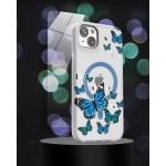 iPhone 14 Lexion Case in Silver Blue Butterfly with Screen Protector - MagSafe Compatible