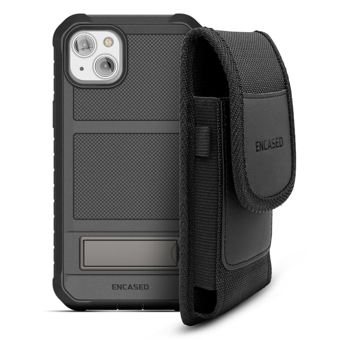 iPhone 14 Plus Falcon Shield Case in Black with Nylon Pouch Holster