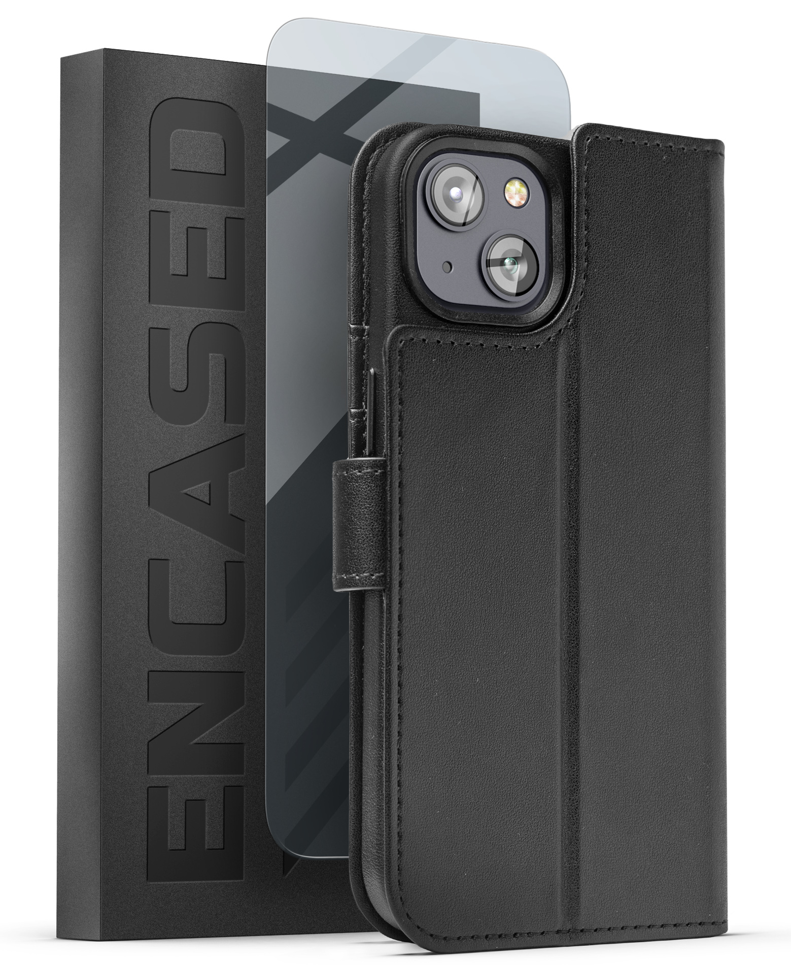 iPhone 14 Plus Primo Leather Case in Black and Folio Wallet - MagSafe