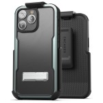 iPhone 14 Pro Exos Armor Case in Gunmetal with Belt Clip Holster