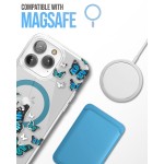 iPhone 14 Pro Lexion Case in Silver Blue Butterfly with Screen Protector - MagSafe Compatible