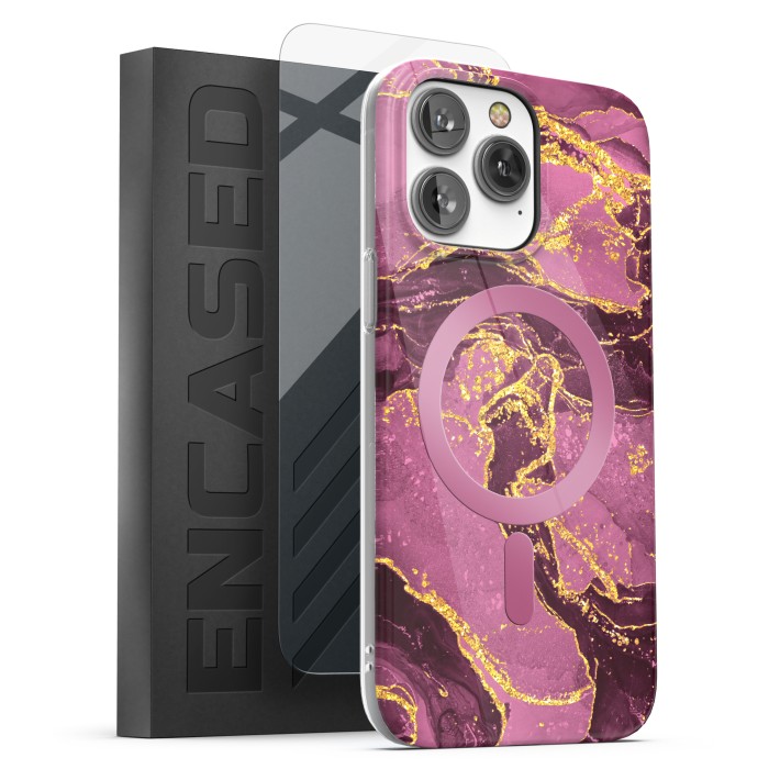 iPhone 14 Pro Lexion Case in Purple Marble with Screen Protector - MagSafe Compatible