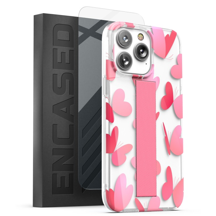 iPhone 14 Pro Max Loop Case in Heart Butterfly with Screen Protector