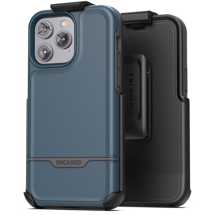 iPhone 14 Pro Max Rebel Case in Blue with Belt Clip Holster