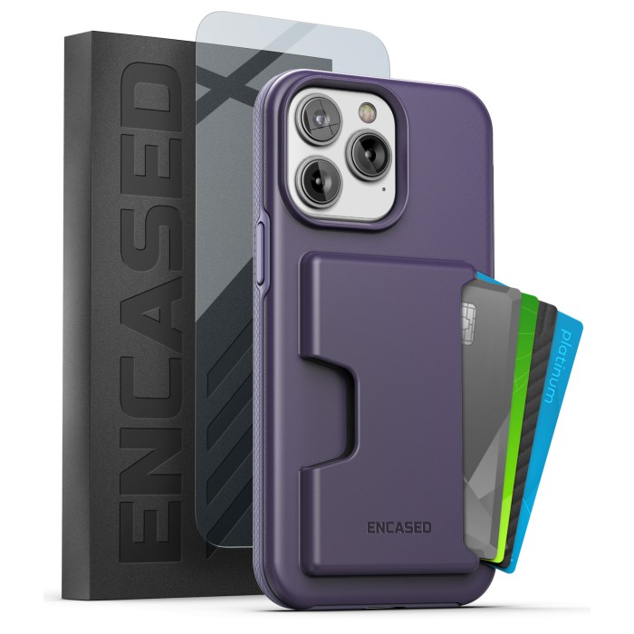 iPhone 14 Pro Phantom Wallet Case in Purple with Screen Protector