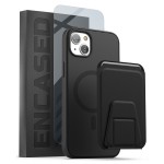 iPhone 14 Plus Slimshield Case in Black with Leather Wallet - MagSafe Compatible