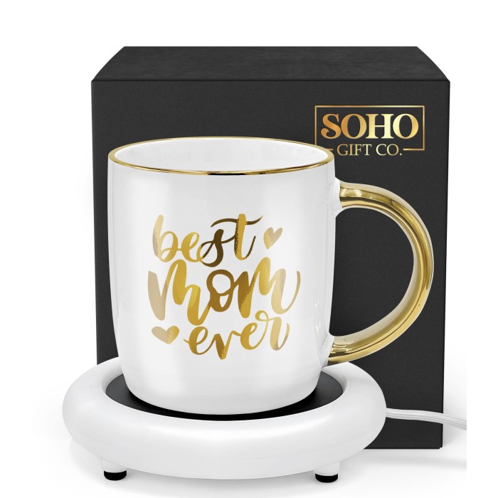 SoHo 12oz Ceramic Coffee Mug  "Best Mom Ever" with Warmer-CCM60117W