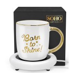 SoHo 12oz Ceramic Coffee Mug  "Born to Shine" with Warmer