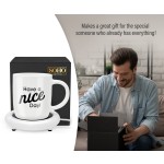 SoHo 12oz Ceramic Coffee Mug  "Have a Nice Day" with Warmer