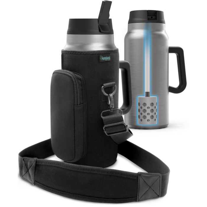 Rangland Filtered 64 oz Water Bottle with Bag Carrier &  Filter Straw-TBH64SS07