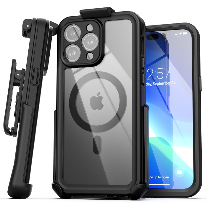 iPhone 15 Plus Waterproof Case with Belt Clip Holster-WP337HL