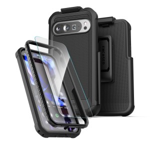 Google Pixel 9 Pro XL Falcon Case with Belt Clip Holster & UHD Screen Protector