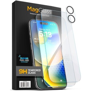 iPhone 16 Plus MagGlass UHD Screen Protector 2-Pack with Lens Protector