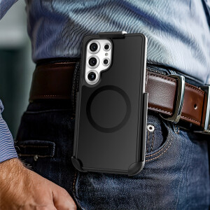 Alternative view of Samsung Galaxy S25 Ultra SlimShield Case in Black with Belt Clip Holster