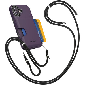 iPhone 17 Cache Case Wallet Case with Adjustable Strap (Purple)