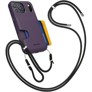 iPhone 17 Pro Cache Case Wallet Case with Adjustable Strap (Purple)